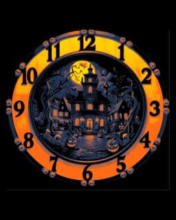 Happy Halloween! Clockface with Spooky Scene with Jack-o-lanterns, Bats and More! 3d model