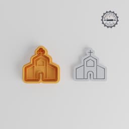 Church Shape Cutter & Stamp Set, Building Cookie & Fondant Tools, 3 Sizes, Chapel, Temple, Abbey, Worship Hall Design PRODUCT_239 3d model