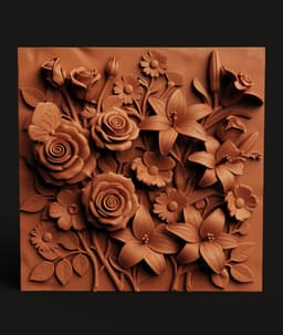 3D Floral Wall Art Panel | Rose and Lily Flower Relief | Home Wall Decor 3D Print 3d model