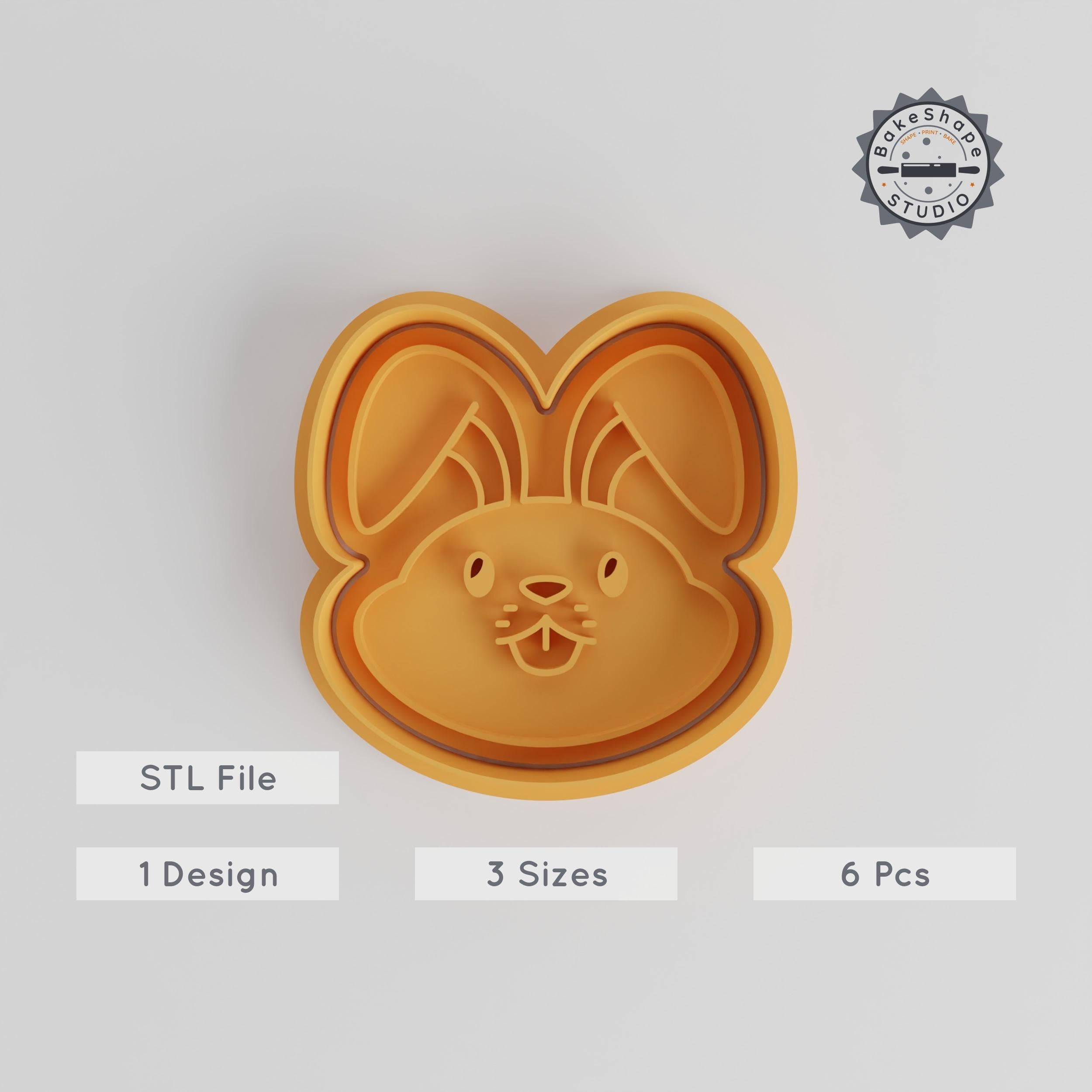 Rabbit Cookie Cutter & Stamp Set, Cute Bunny Shapes, Perfect for Cookies or Fondant, Includes 6 Pieces in Small, Medium, Large Sizes PRODUCT_5575 3d model