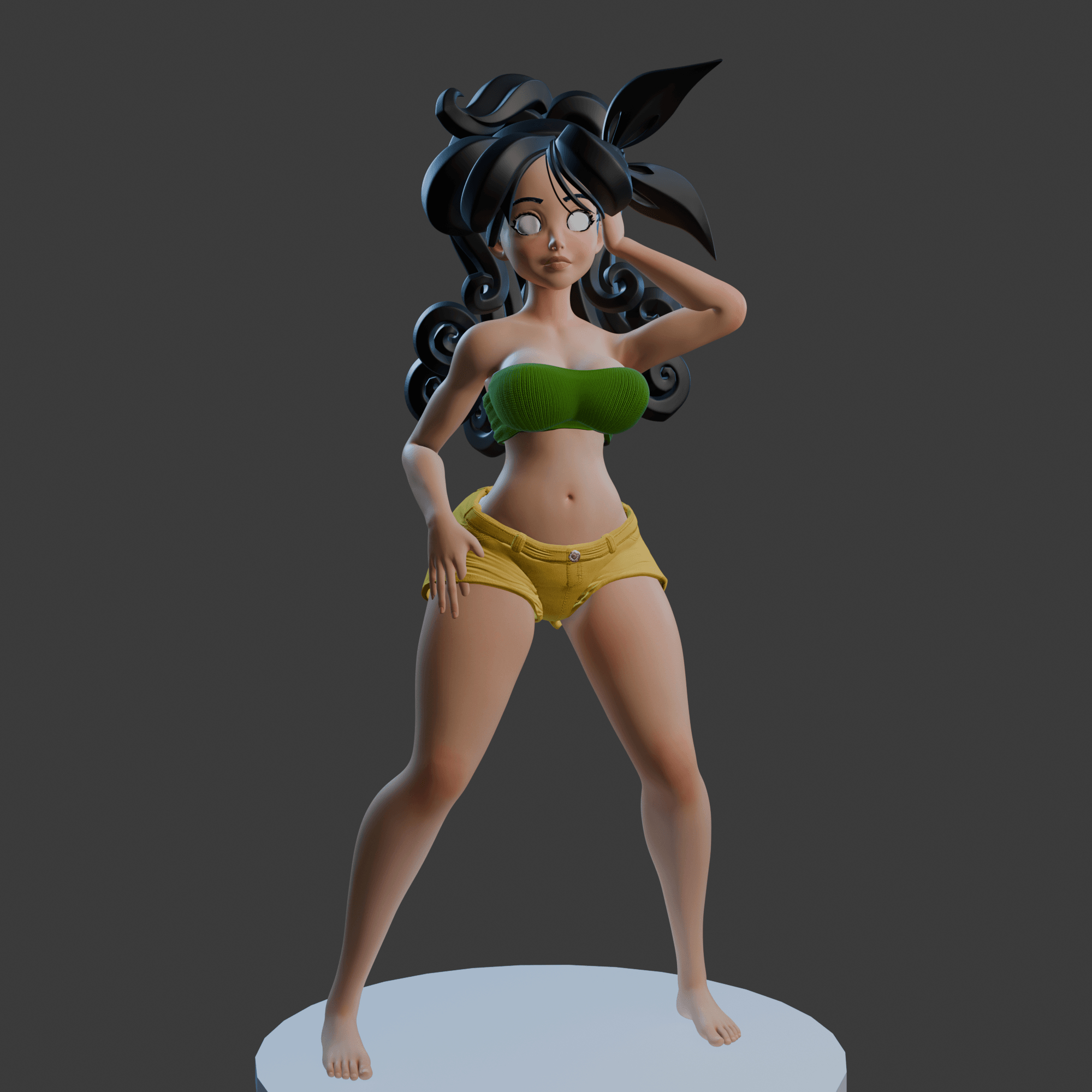Sexy Toon Girl STL Pinup Style 3D Printable Figure v2 3d model