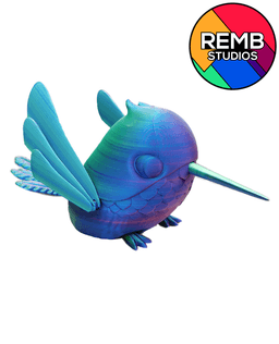 Flexi Hummingbird Remb Studios, STL file for 3D printing, STL print files, Print in Place 3d model