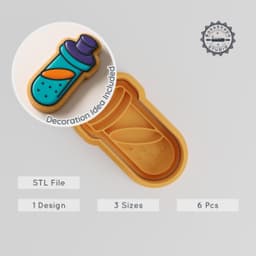 Potion Shape Cutter & Stamp, Cookie & Fondant Tool Set, 6 Piece Collection, Small Medium Large Sizes PRODUCT_693 3d model