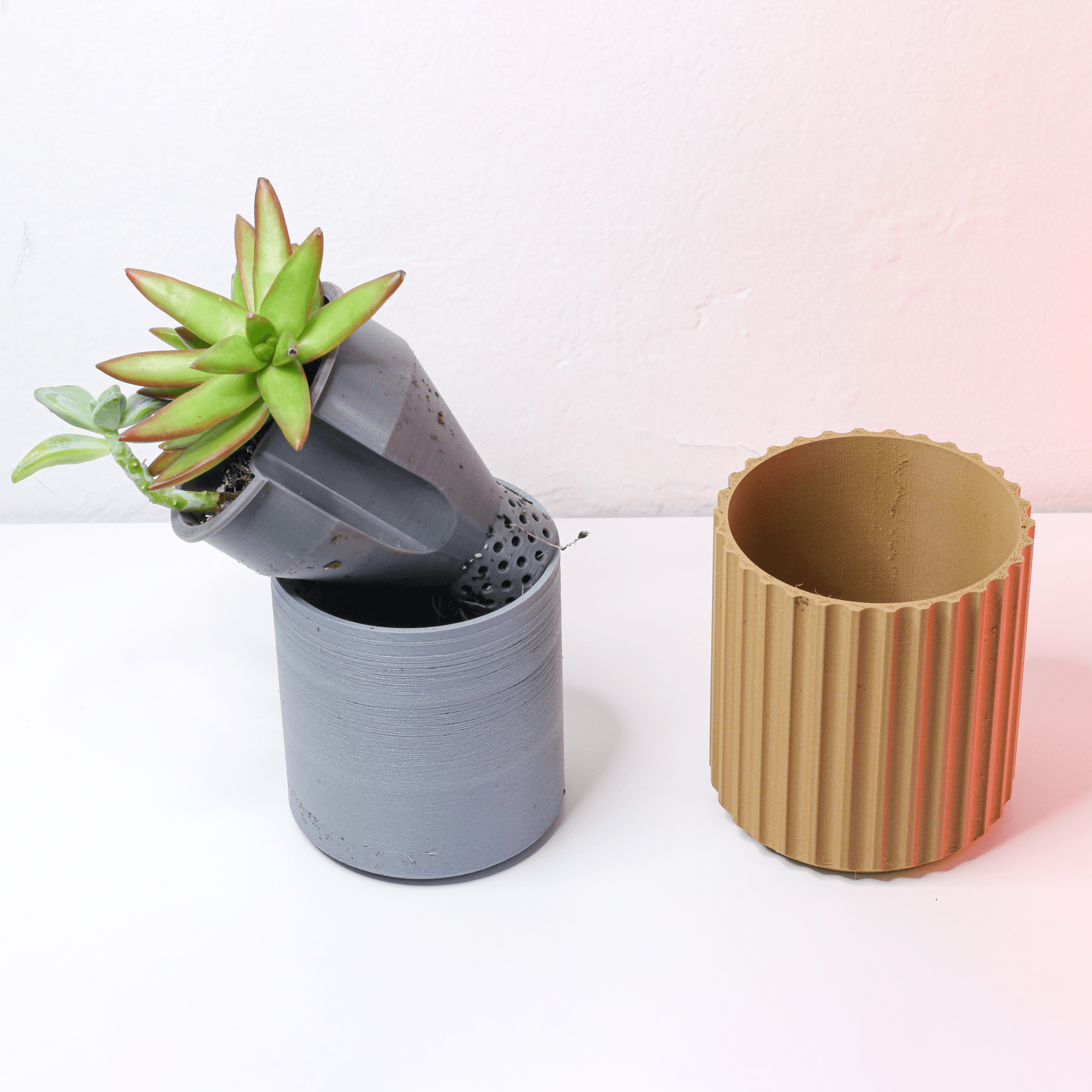 SELF WATERING PLANTER READY TO BE PRINTED IN WOOD PLA - COLUMNS 3d model