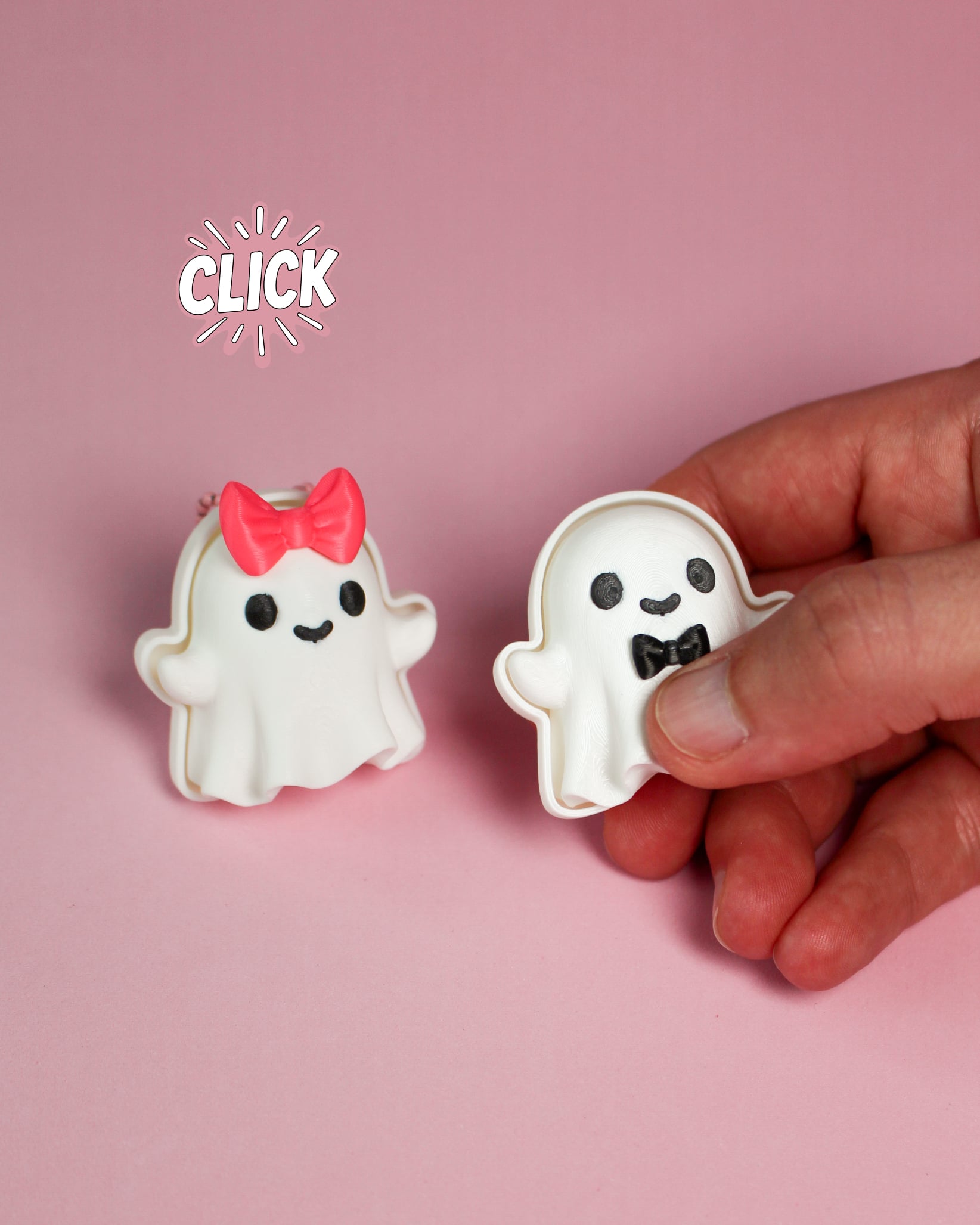 Halloween Ghost Fidget Clickers Keychain 3d model