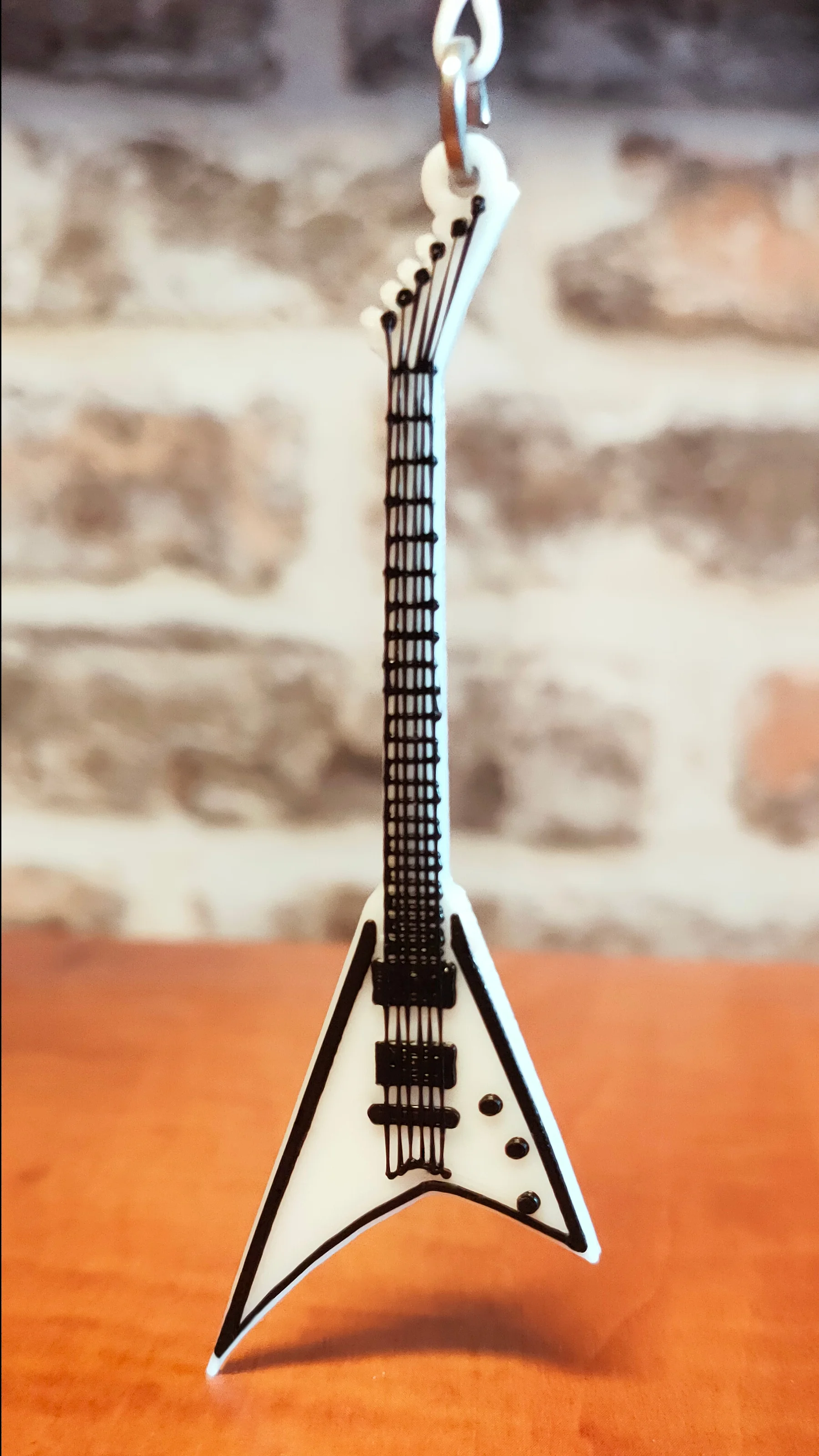 Guitar Jackson Randy Rhodes Flying V keychain, dogtag, earrings, logo 3d model