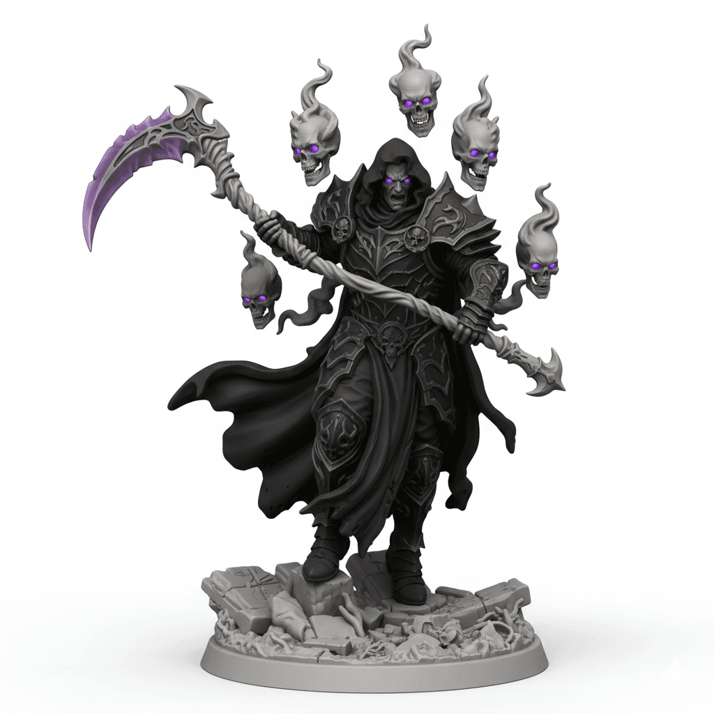 Shadow Necromancer Floating Skulls Printable STL Design 3d model
