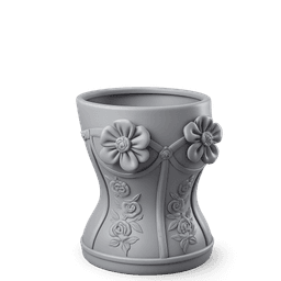 Floral Makeup Brush Holder STL | Elegant Vanity Organizer | Beauty Desk Decor for 3D Printing 3d model