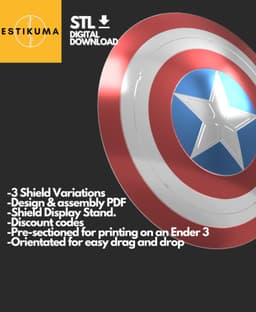 Captain America Shield 3D Model | STL | Printable MCU‑Style Shield | Display Stand Inclu 3d model
