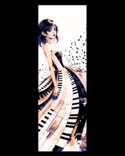 Piano keys and music are worn in beauty and style - Set of bookmarks 3d model