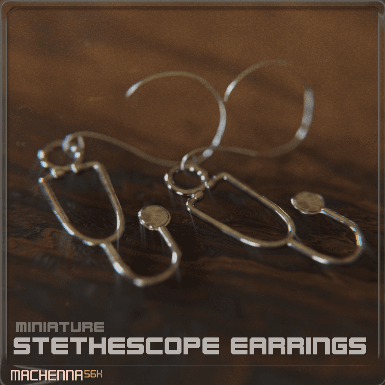 Miniature Stethoscope Earrings 3d model