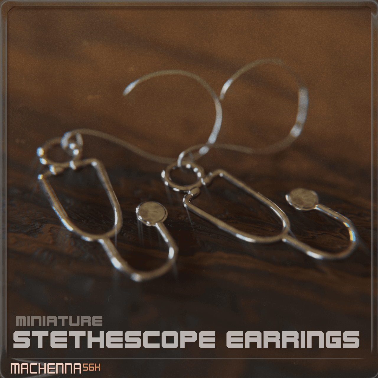 Miniature Stethoscope Earrings 3d model