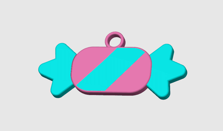 Wrapped stripe candy keychain - Print in place 3d model