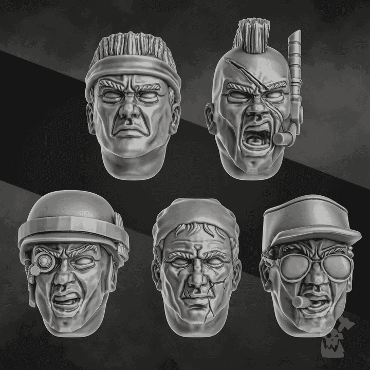 Jungle Fighters Head Bits Commandos Set x5 3d model
