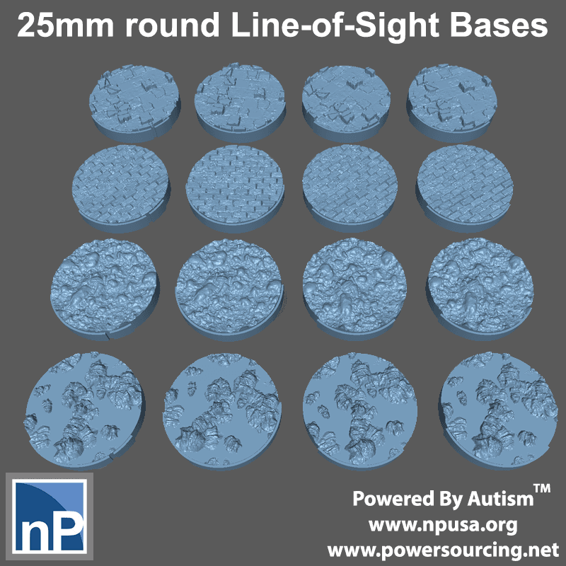 25mm Line-of-Sight Bases 3d model