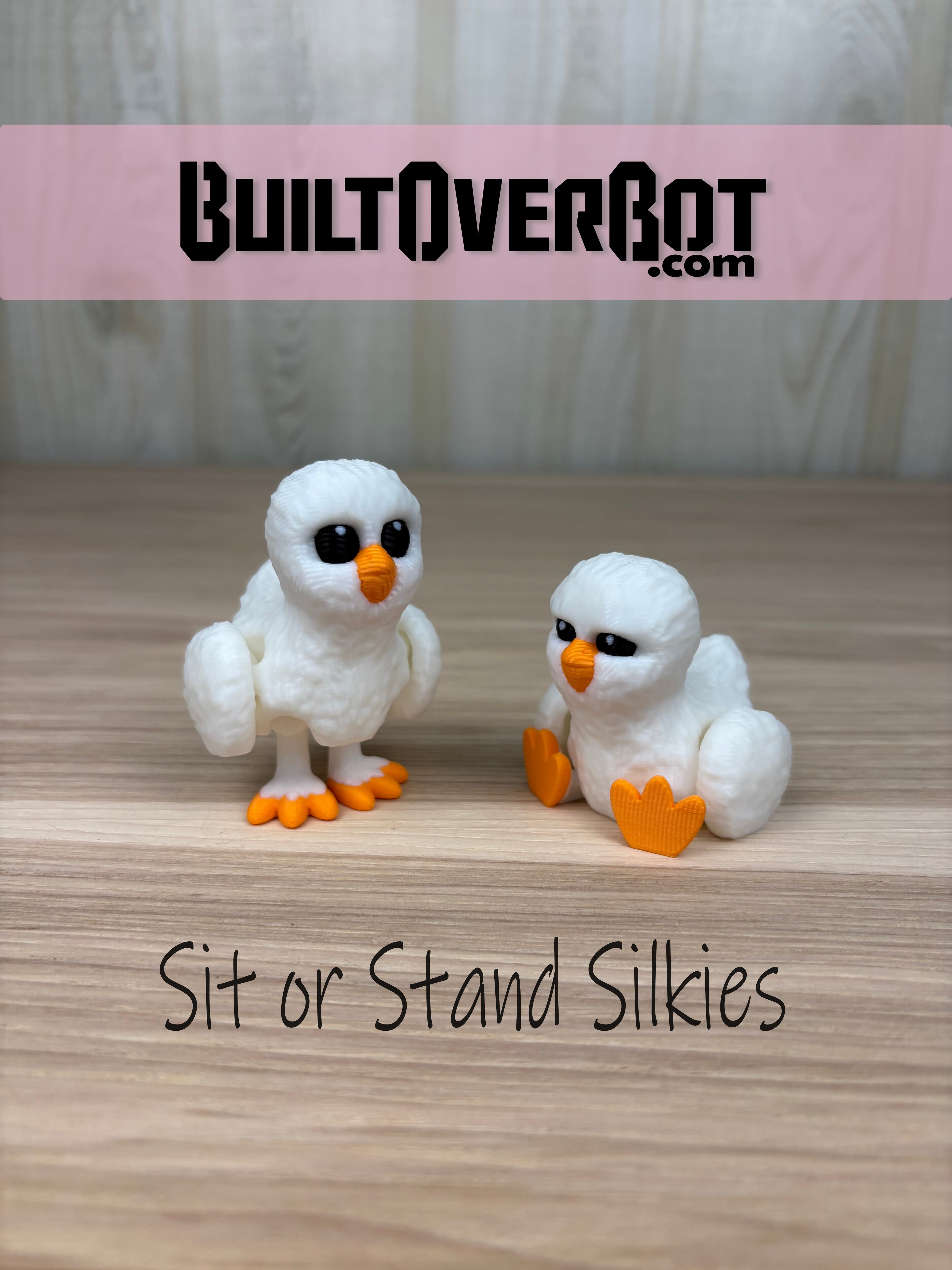 Sit or Stand Silkie Chickens 3d model