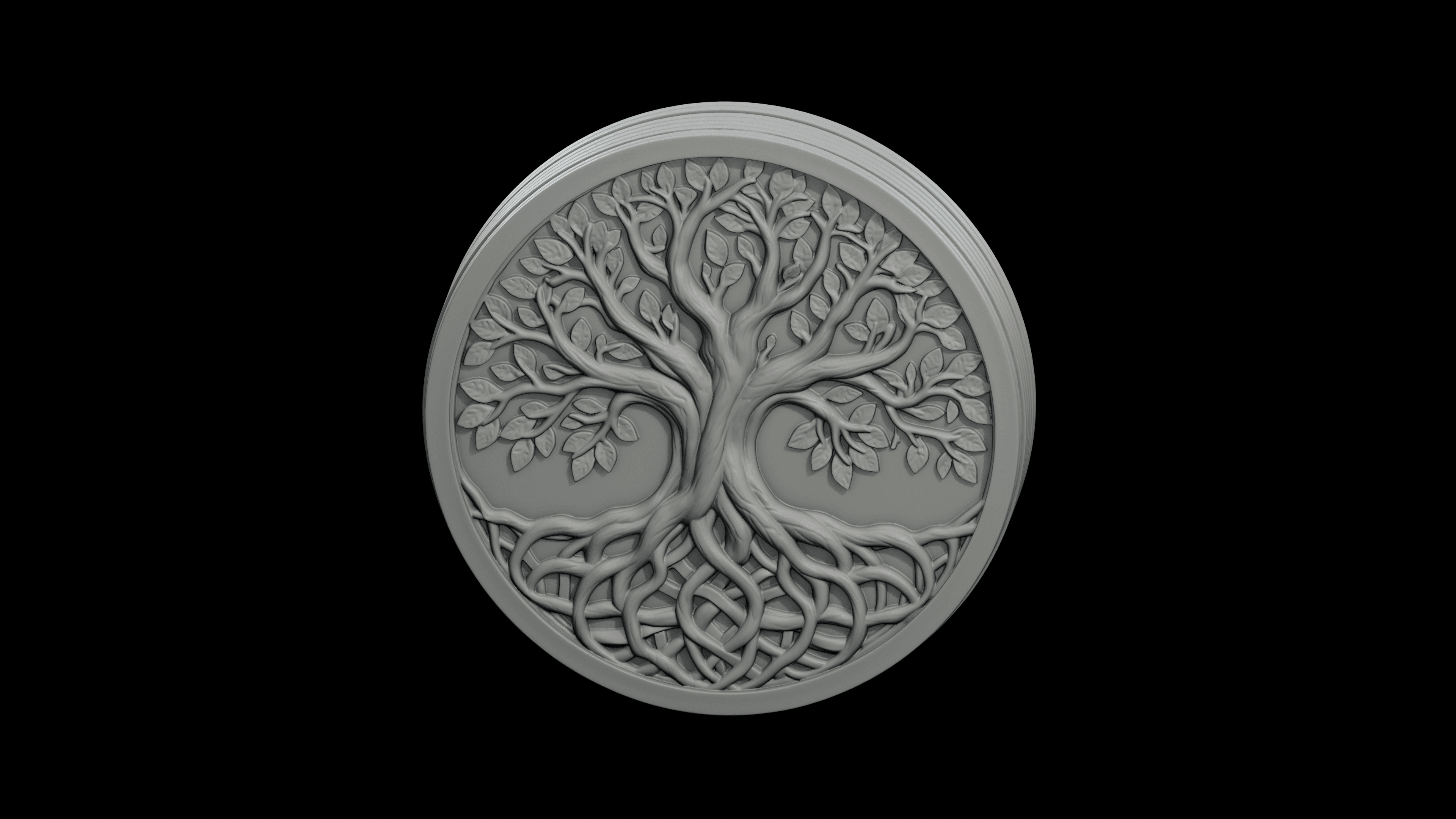 Tree of Life Circle Plaque STL - Printable Spiritual Decor Object 3d model