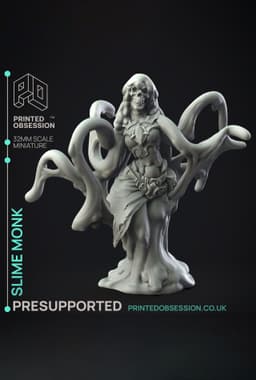 Slime Slime Monk - The Gelatinous Queen - PRESUPPORTED - Illustrated and Stats - 32mm scale 3d model