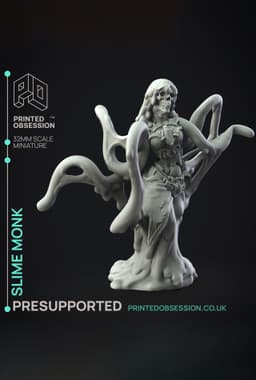 Slime Slime Monk - The Gelatinous Queen - PRESUPPORTED - Illustrated and Stats - 32mm scale 3d model