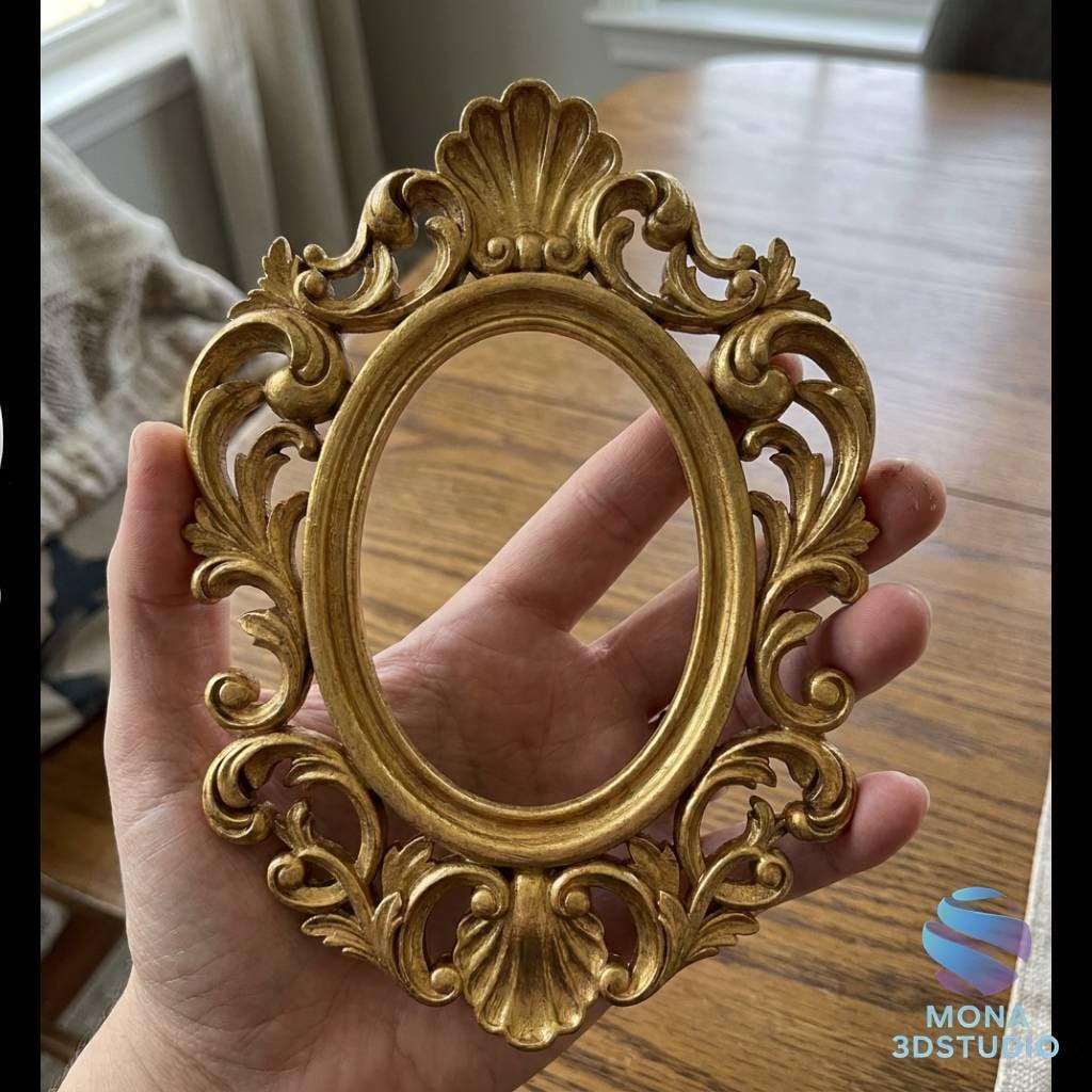 Baroque Shell Oval Frame - 3D STL Model for CNC and 3D Printing 3d model