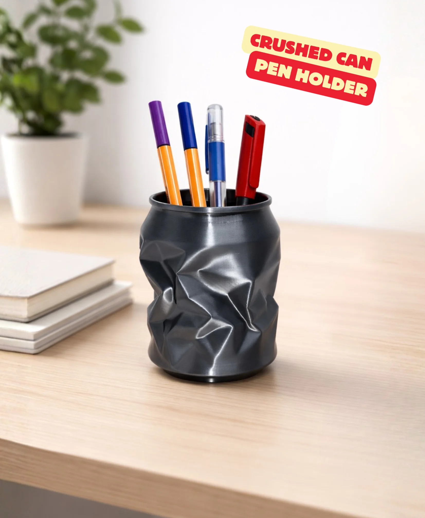 CRUSHED CAN – PEN HOLDER / MODERN STORAGE FOR PENS / MODERN INDUSTRIAL DESIGN 3d model