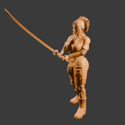 Black woman wielding a katana 3d model