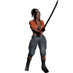 Black woman wielding a katana 3d model