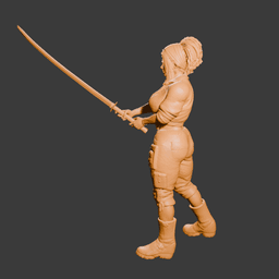 Black woman wielding a katana 3d model