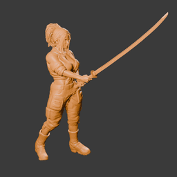 Black woman wielding a katana 3d model