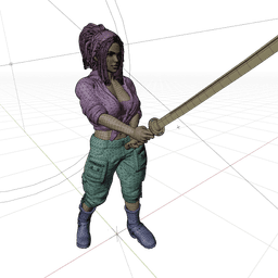 Black woman wielding a katana 3d model