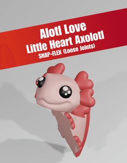 Alotl Love, Little Heart Axolotl - Articulated Snap-Flex Fidget Toy (Loose Joints) 3d model