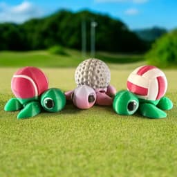 Sports Baby Turtles Set 3 - Golf - Volleyball - Tennis 3d model