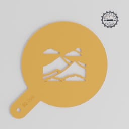 Mountain Art Stencil, 5 Size Motif, Latte & Decor, Powdered Sugar & Cocoa Compatible, Nature Landscape Design, 3D Printable File PRODUCT_1399 3d model