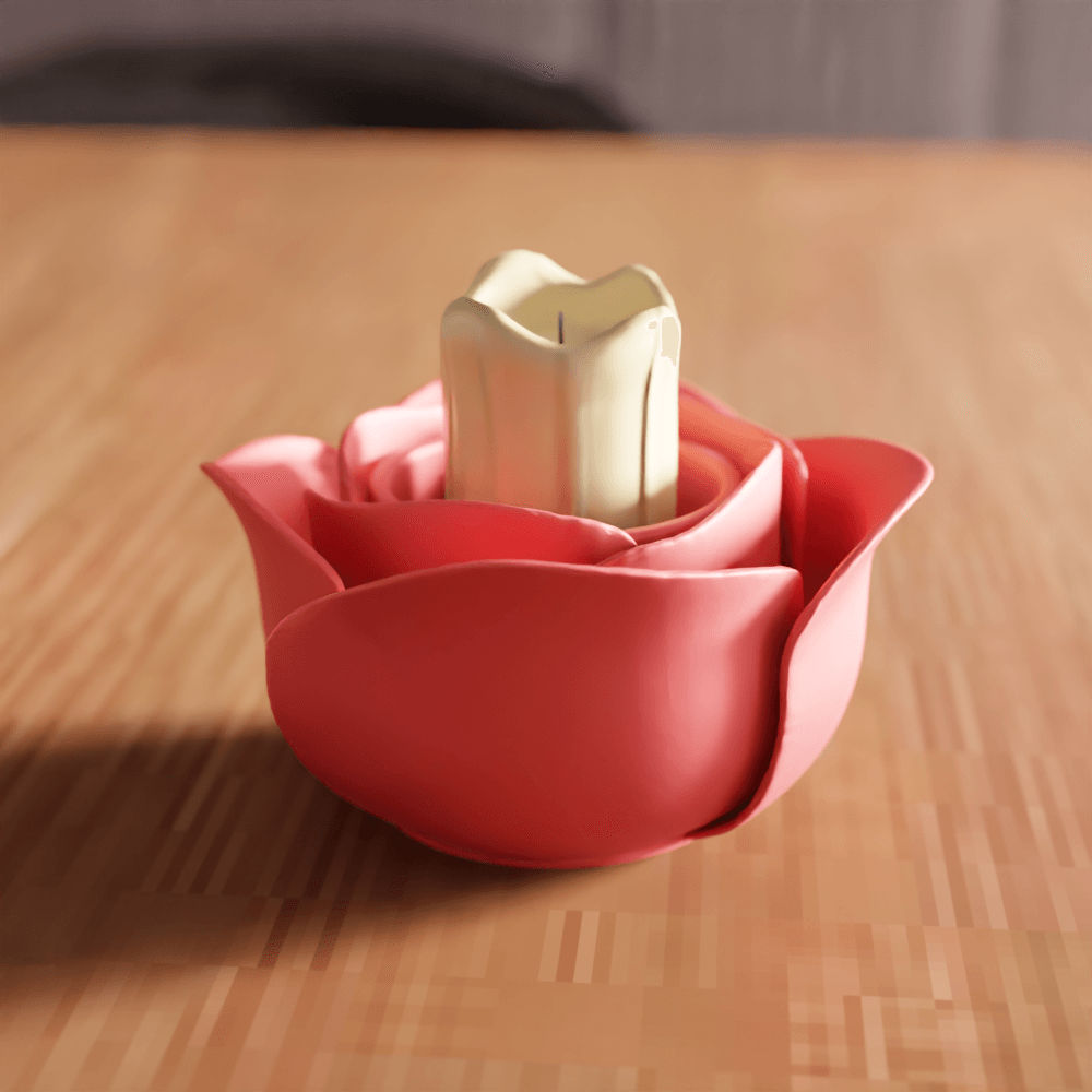 Rose Flower Candle Holder and Tealight Cup 3d model