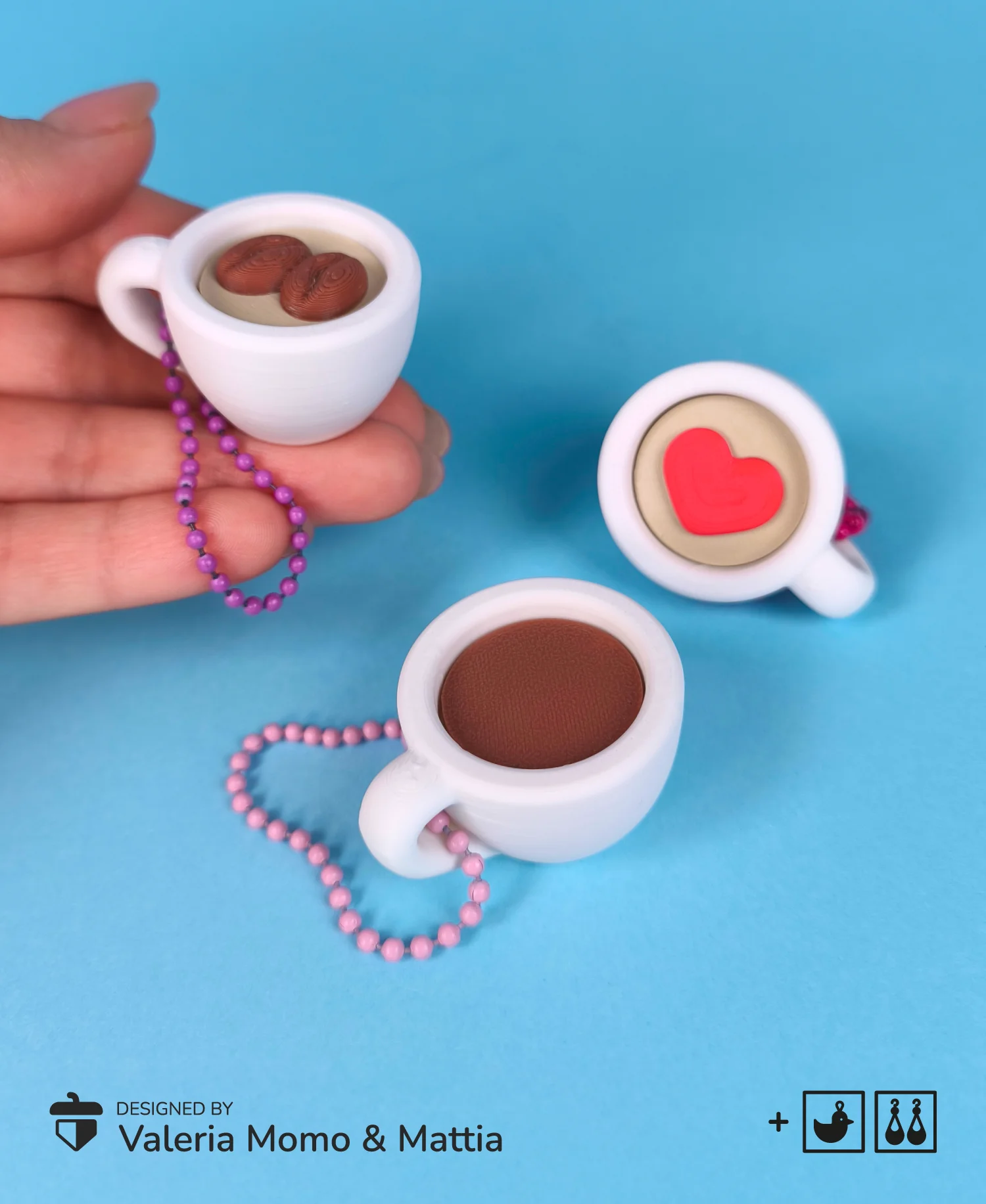 Coffee Cup Keychain & Charms (print-in-parts) 3d model