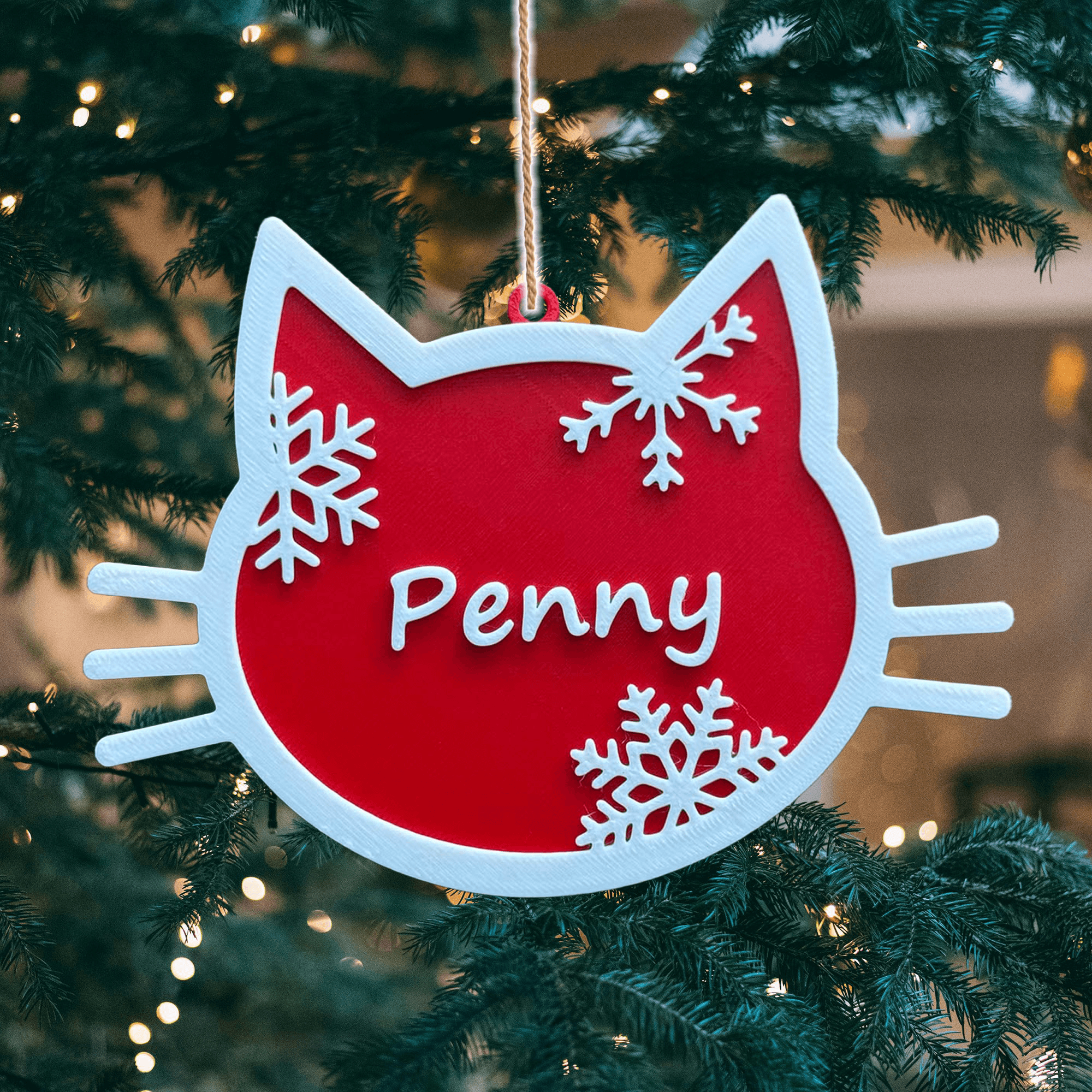 Christmas Ornament: Custom Cat Name Kitty Ornament 3d model