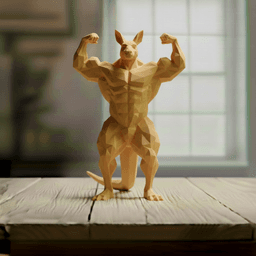 Buff Kangaroo Low Poly - Bodybuilder Marsupial Sculpture 3d model