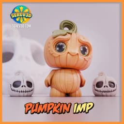 Pumpkin Imp - Halloween Flexi Keychain, Straw Buddy & Diorama Display, No Supports 3D Print STL/3MF 3d model