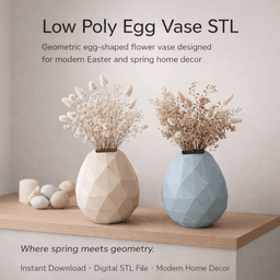 Poly Egg Vase STL–Low Poly Geometric Flower Vase-Modern Easter Decor 3d model