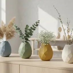 Poly Egg Vase STL–Low Poly Geometric Flower Vase-Modern Easter Decor 3d model
