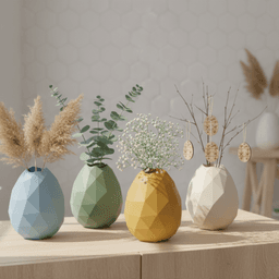 Poly Egg Vase STL–Low Poly Geometric Flower Vase-Modern Easter Decor 3d model