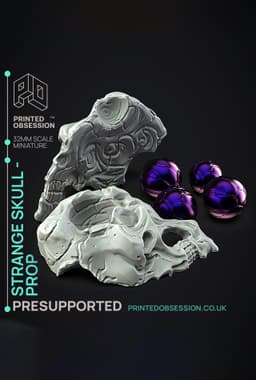 Strange Skull - Side Quest Shop - PRESUPPORTED - Illustrated and Stats - 32mm scale 3d model
