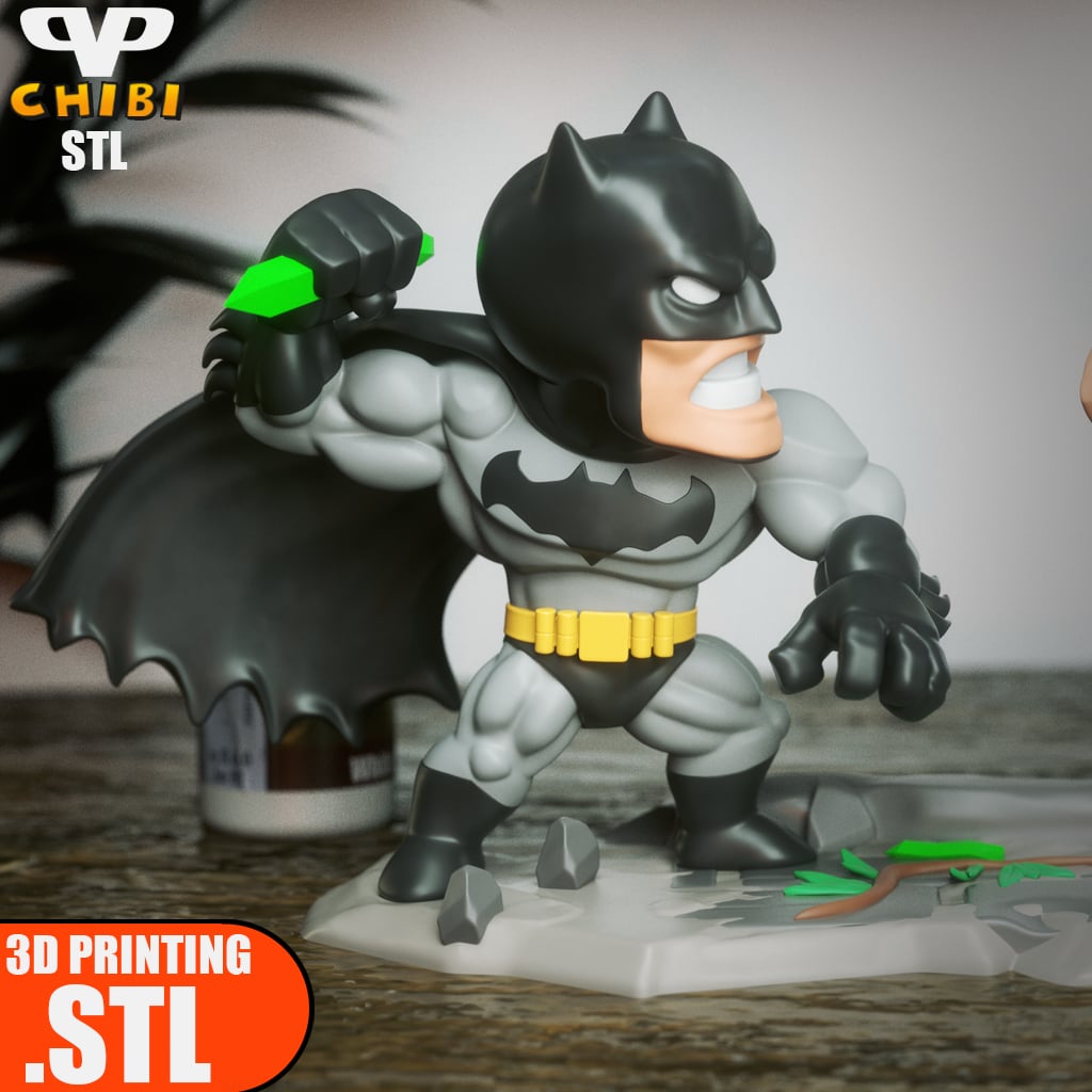 Batman vs Superman Chibi STL for 3D Printing ChibiSTL 3DXM 3d model