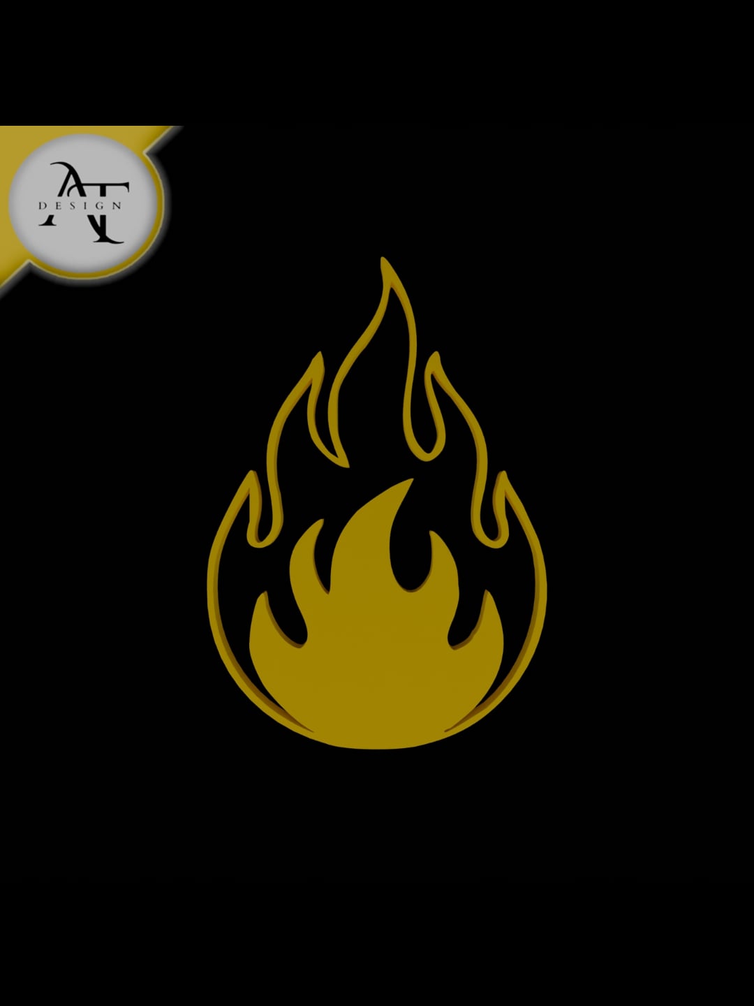 Simple Flame Symbol - 2D Art 3d model