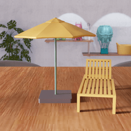 Beach Sunbed and Umbrella Set - Summer Village Series 3d model