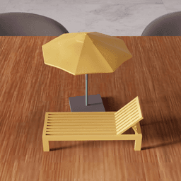 Beach Sunbed and Umbrella Set - Summer Village Series 3d model