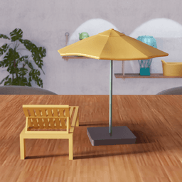 Beach Sunbed and Umbrella Set - Summer Village Series 3d model