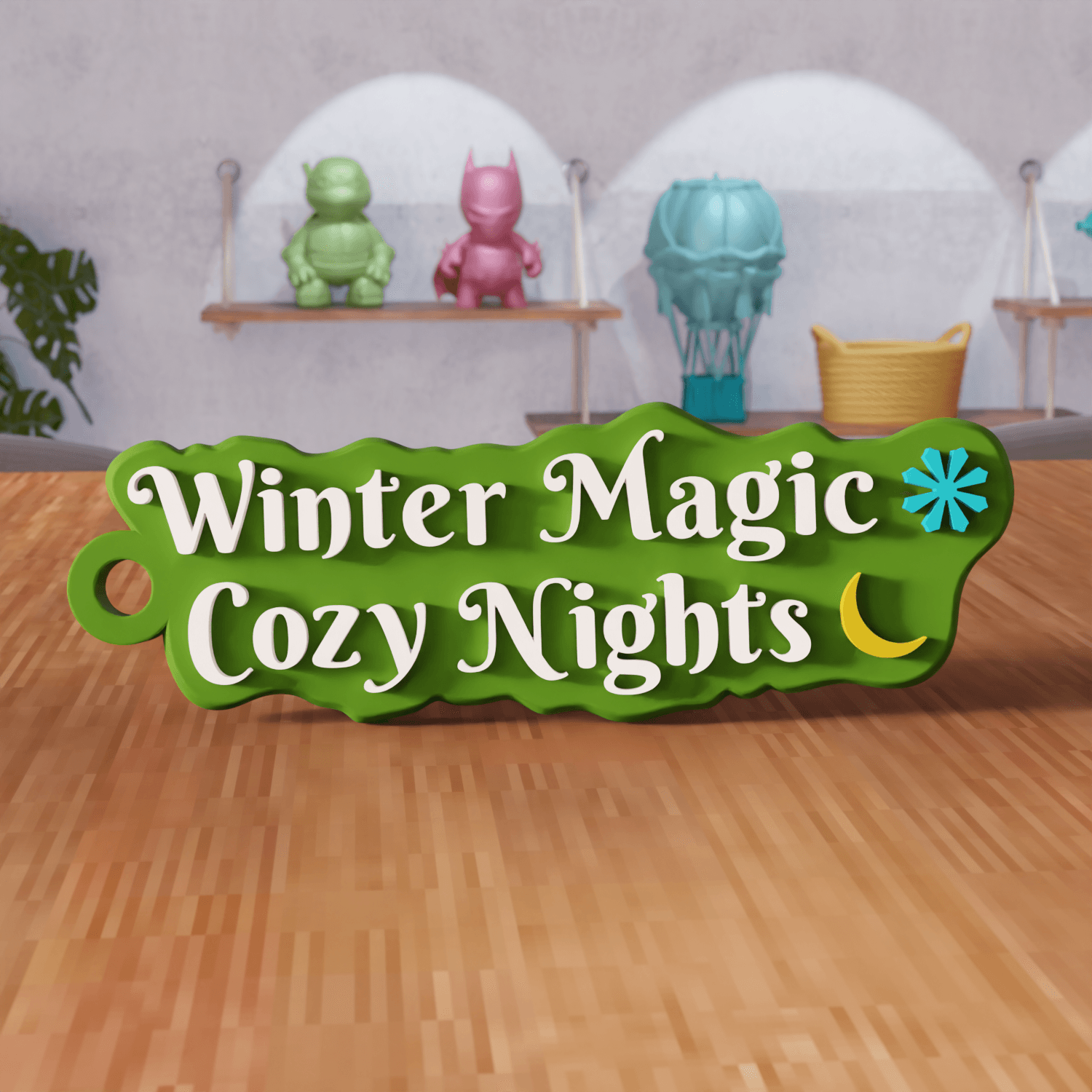 Winter Magic Cozy Nights Christmas Keychain 3d model