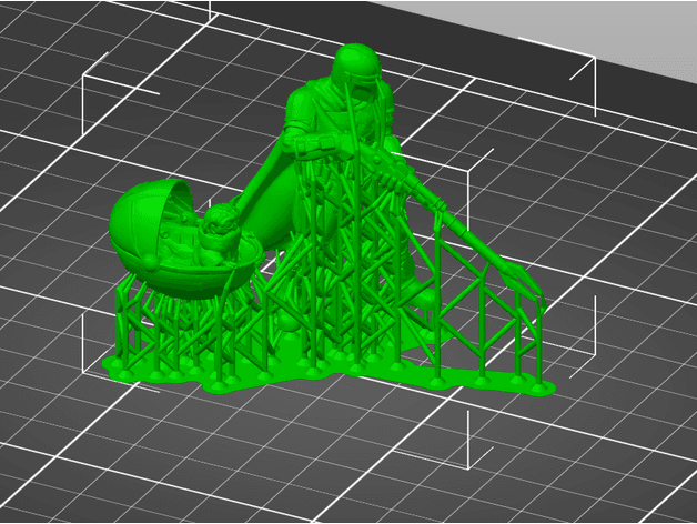 REMIX Mandalorian and Baby Yoda with tree supports 3d model