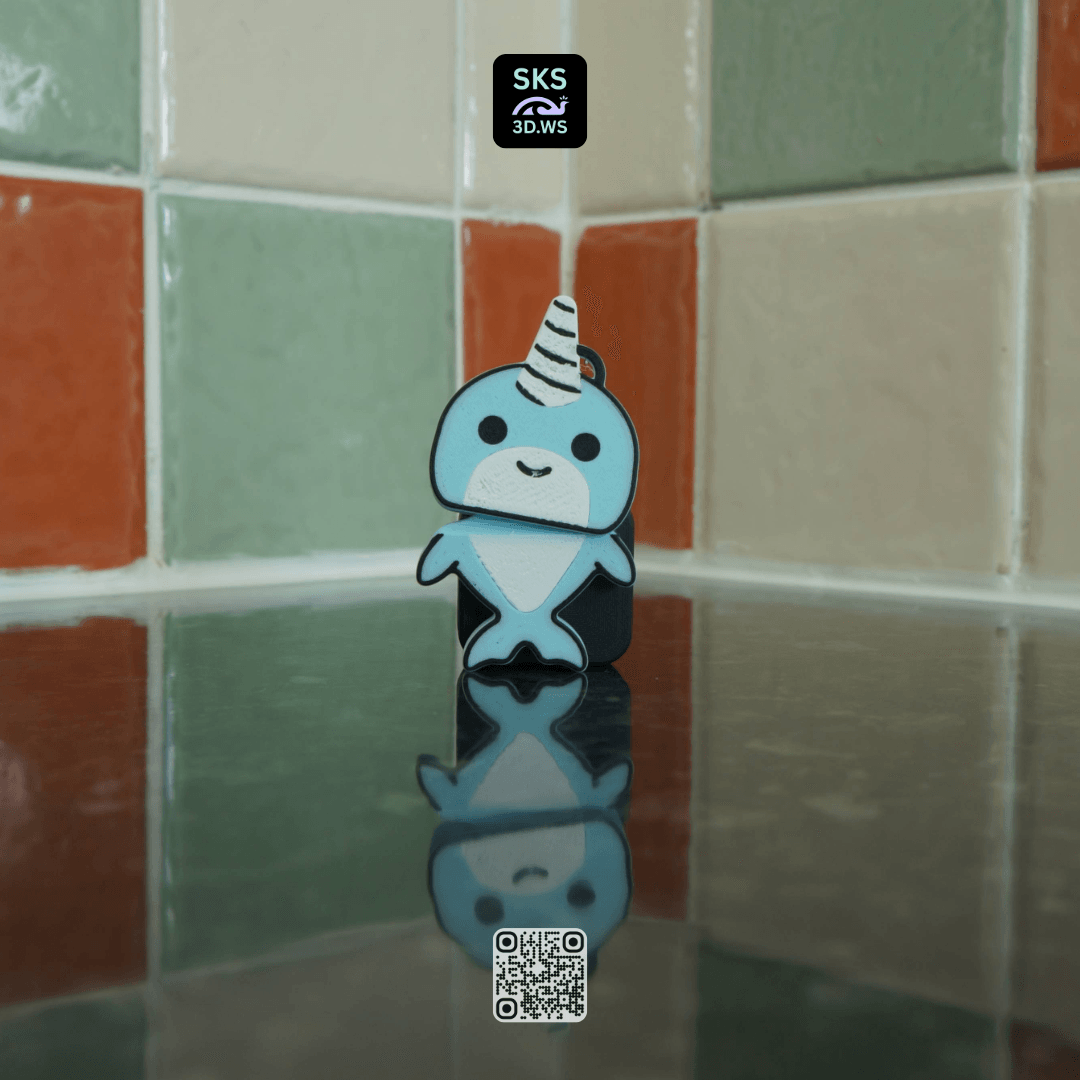 Narwhal Wiggle Keyring 3d model